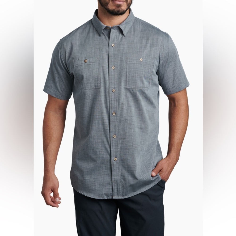 Kuhl Karib short sleeve button-up shirt in Horizon Blue Size Large